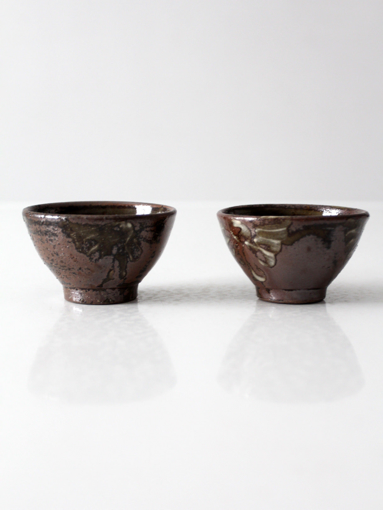pair of vintage handmade studio pottery bowls