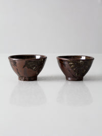 pair of vintage handmade studio pottery bowls