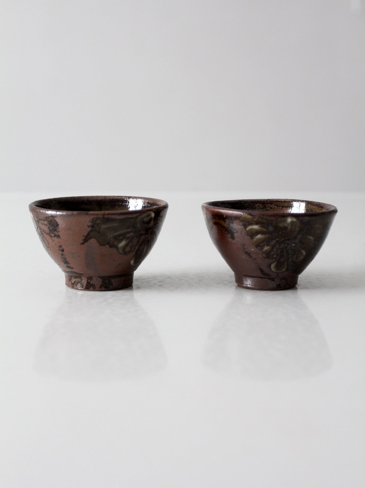 pair of vintage handmade studio pottery bowls