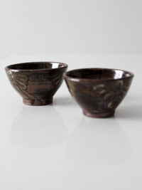 pair of vintage handmade studio pottery bowls