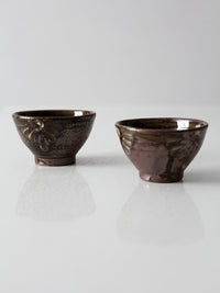 pair of vintage handmade studio pottery bowls