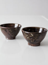 pair of vintage handmade studio pottery bowls