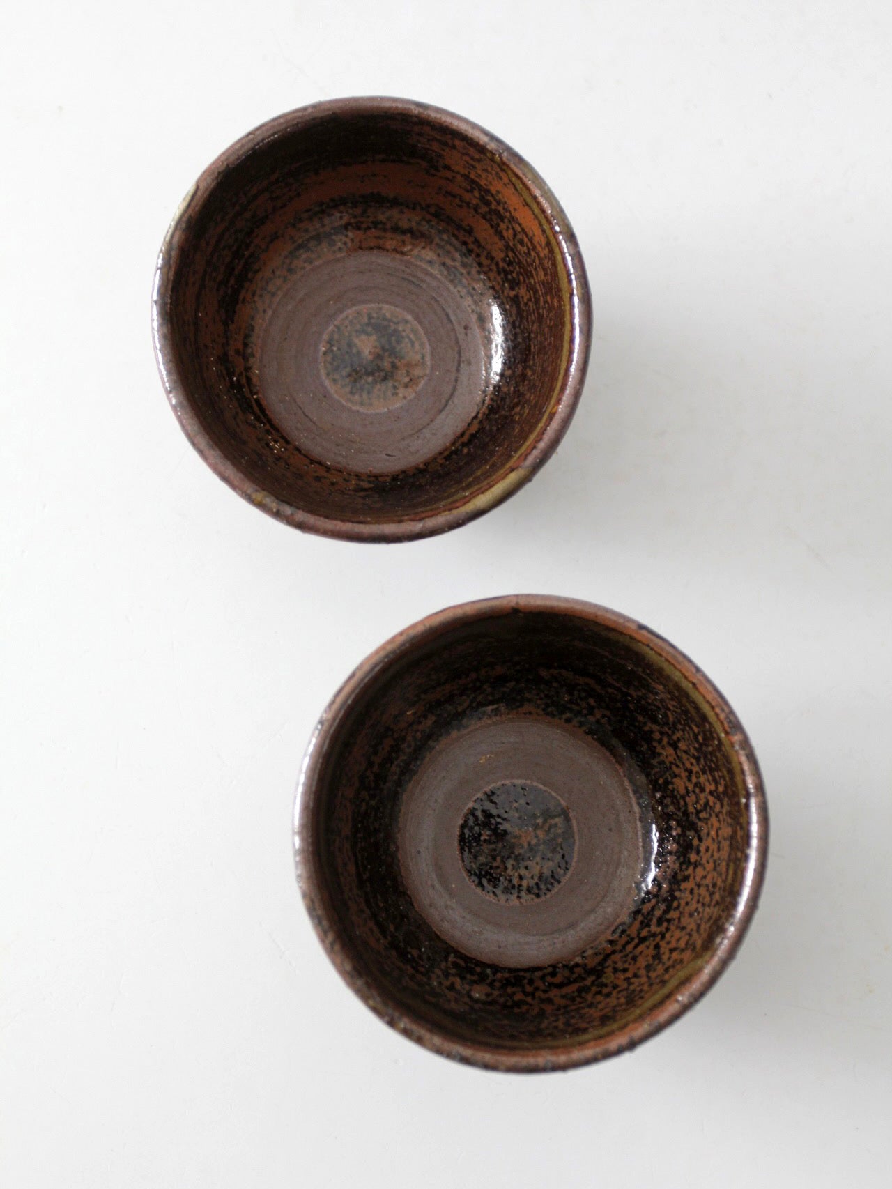 pair of vintage handmade studio pottery bowls