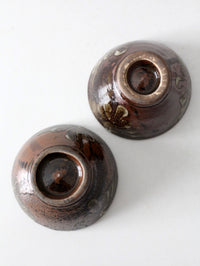 pair of vintage handmade studio pottery bowls