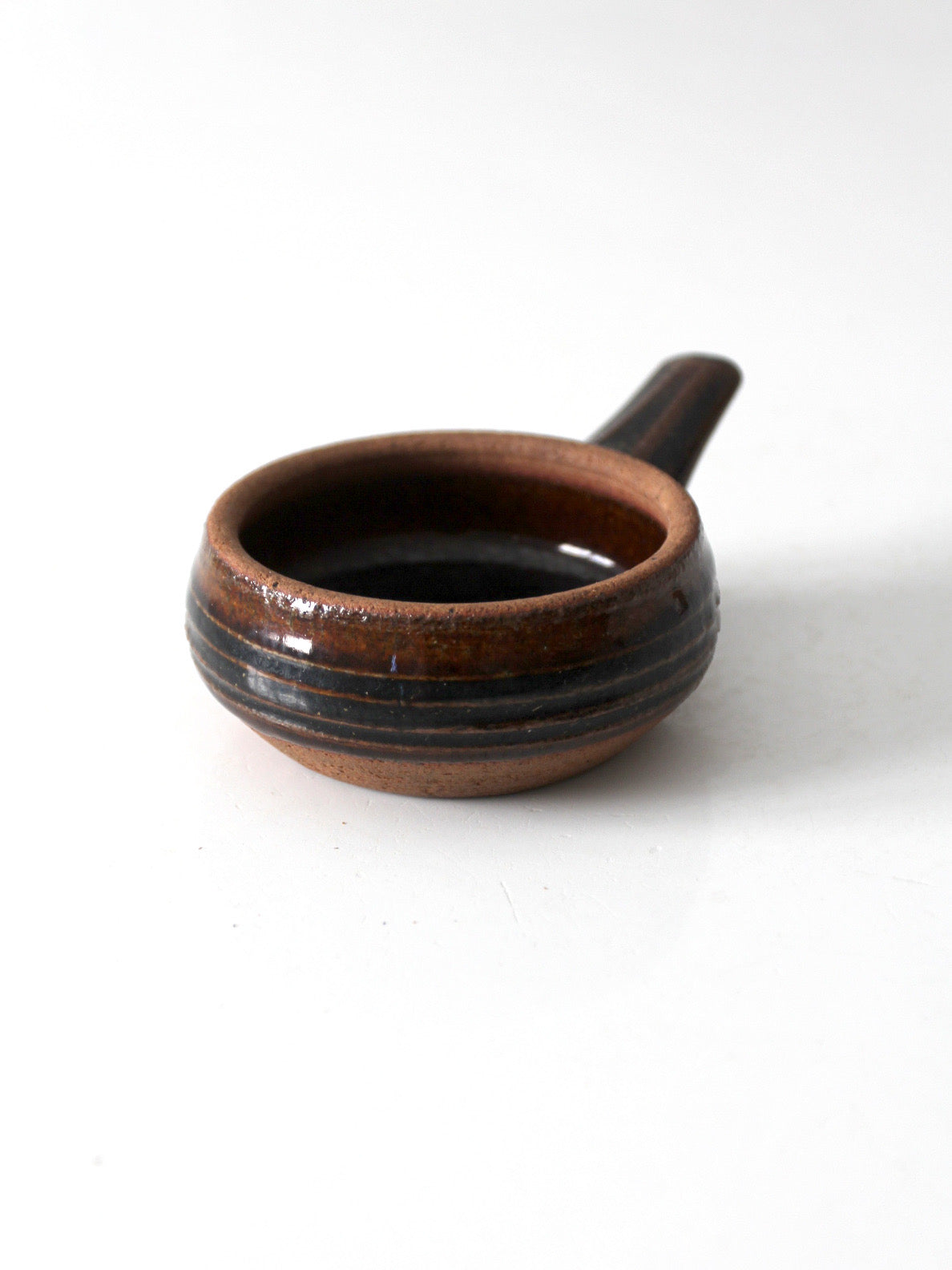 vintage handmade studio pottery handled bowl