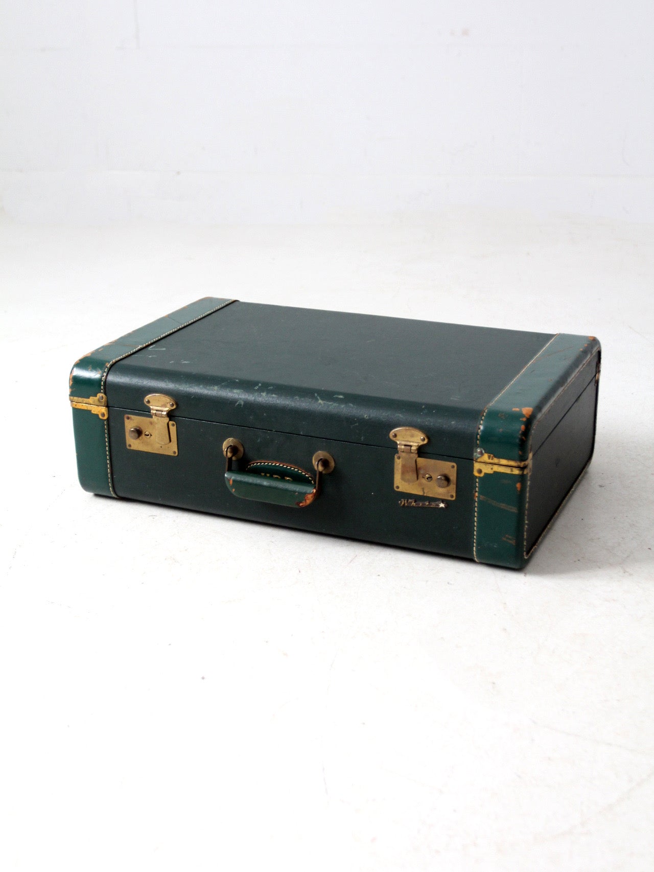 vintage green White Star luggage case