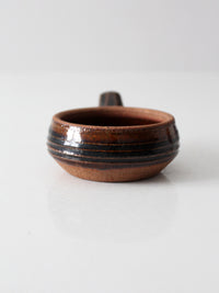 vintage handmade studio pottery handled bowl
