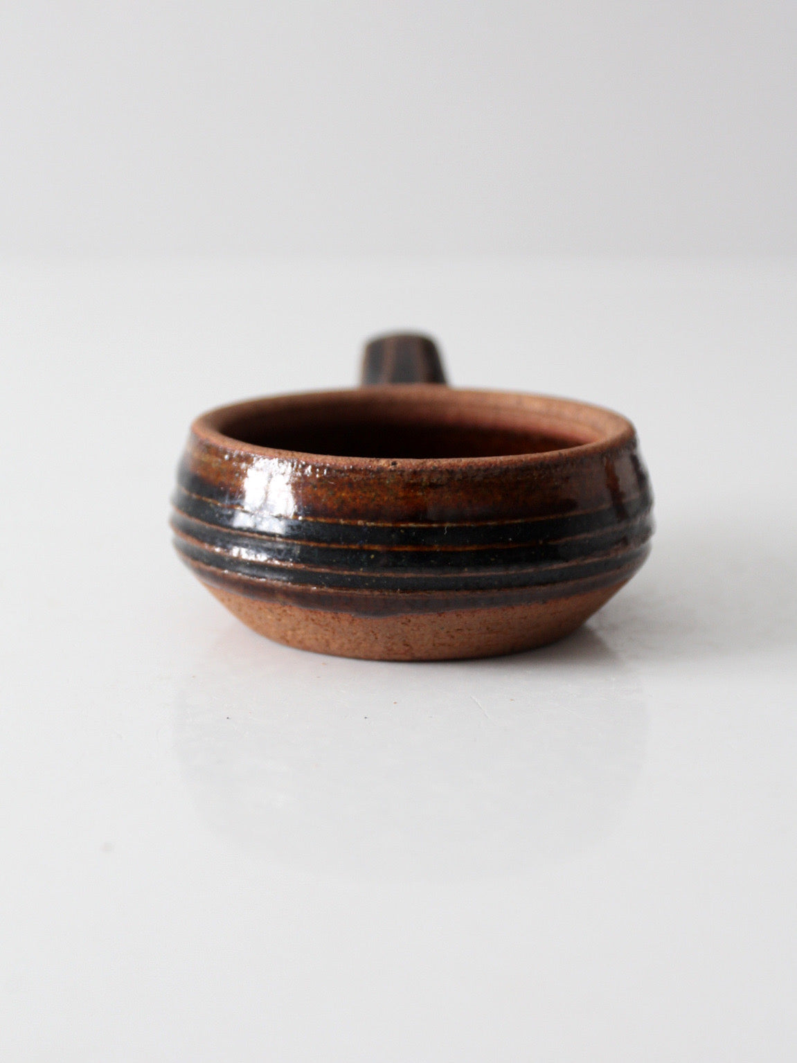 vintage handmade studio pottery handled bowl