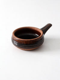vintage handmade studio pottery handled bowl