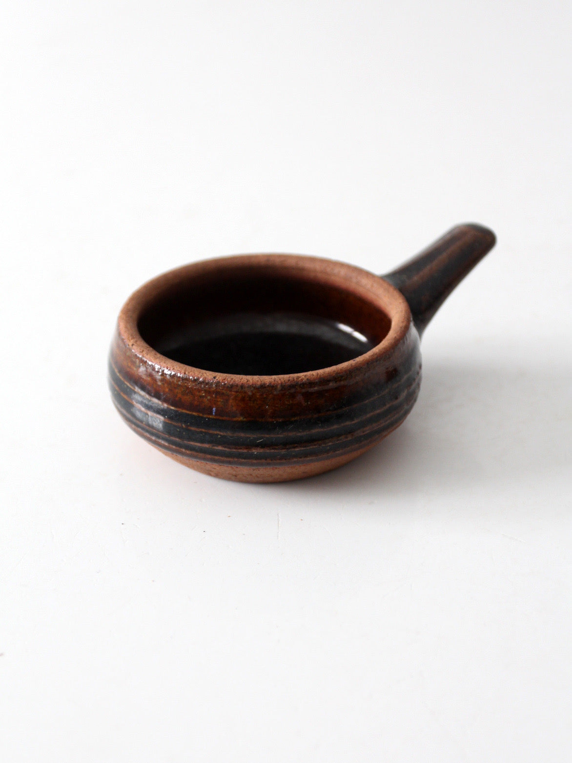 vintage handmade studio pottery handled bowl