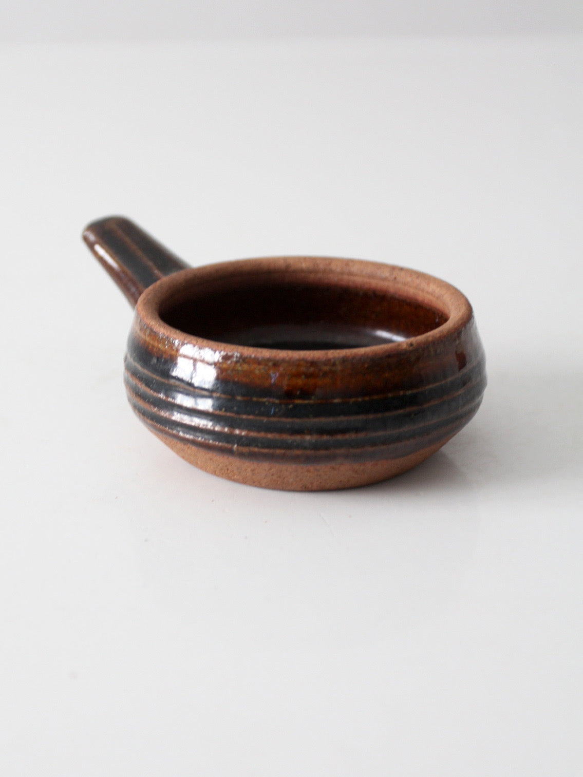 vintage handmade studio pottery handled bowl