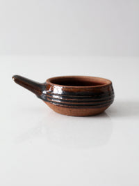 vintage handmade studio pottery handled bowl