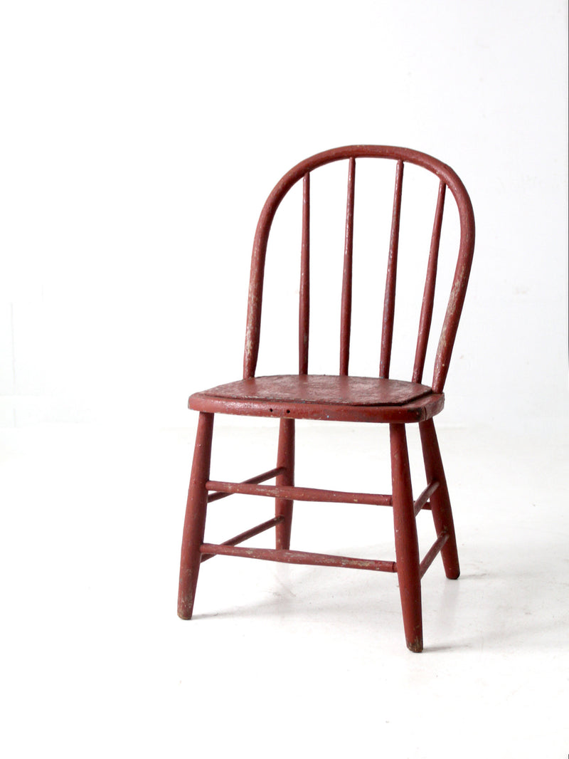 antique painted bow back spindle chair