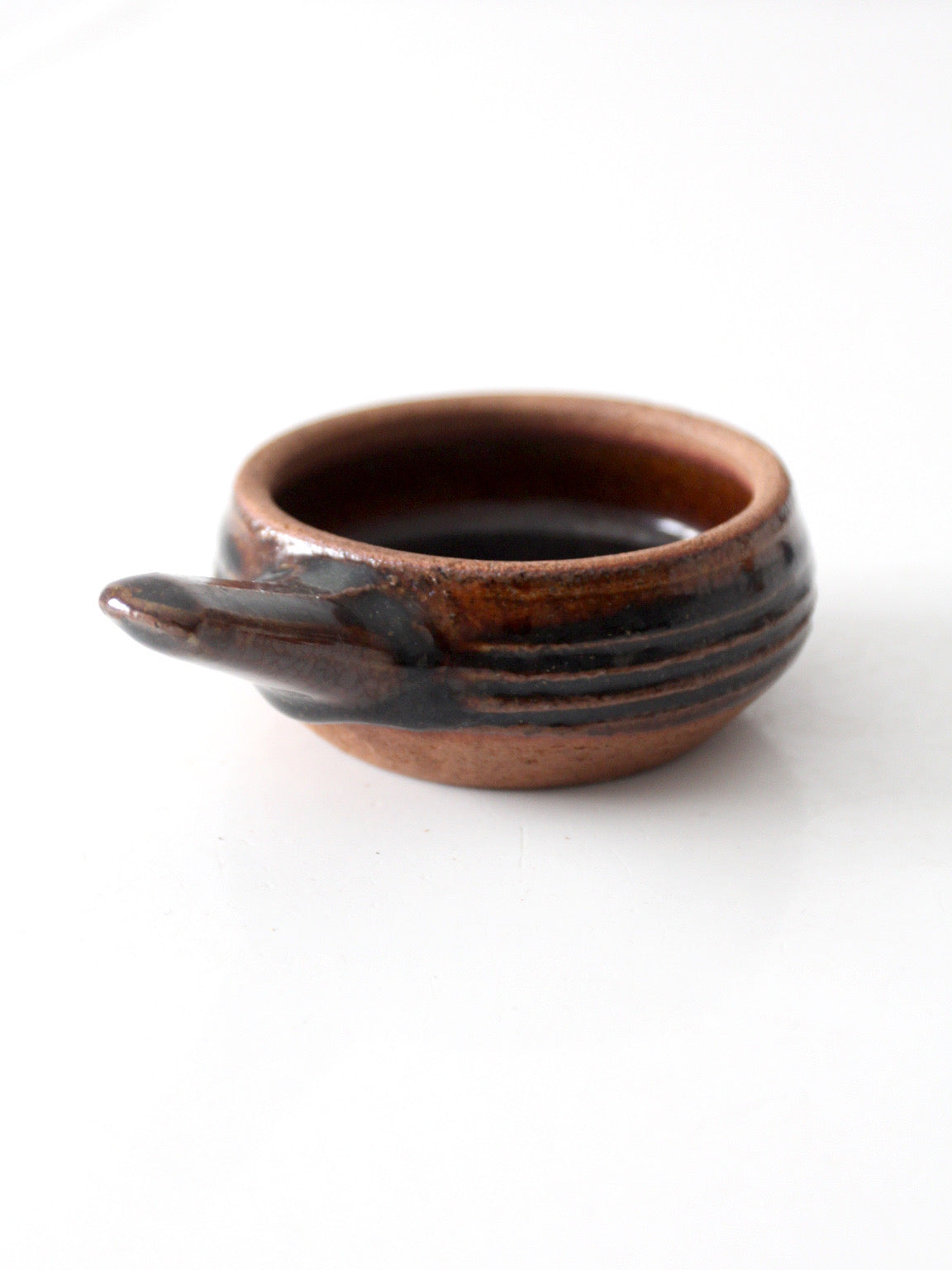 vintage handmade studio pottery handled bowl