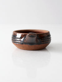 vintage handmade studio pottery handled bowl