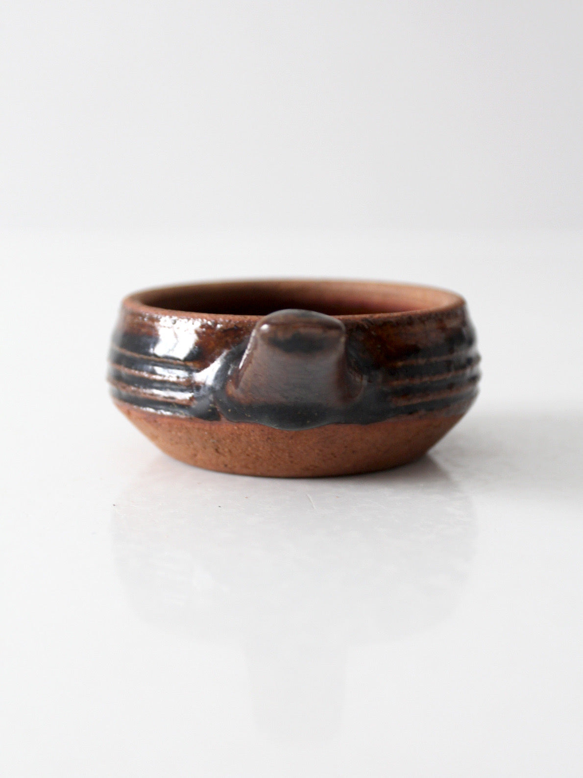 vintage handmade studio pottery handled bowl