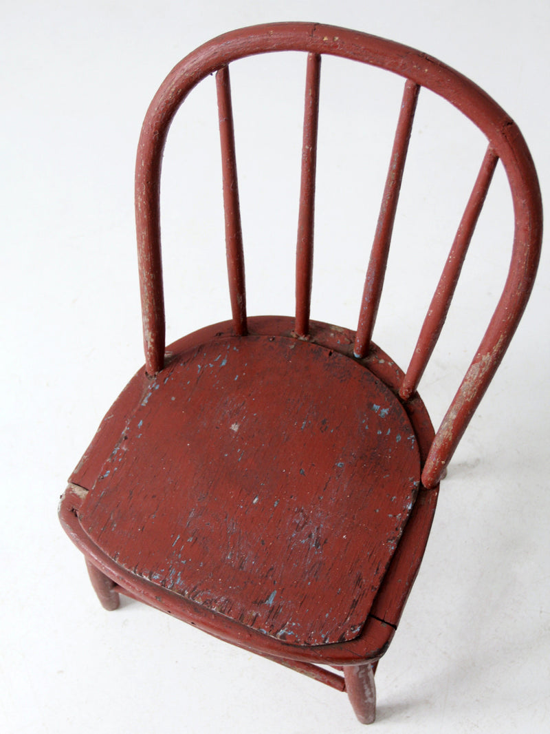 antique painted bow back spindle chair