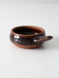 vintage handmade studio pottery handled bowl