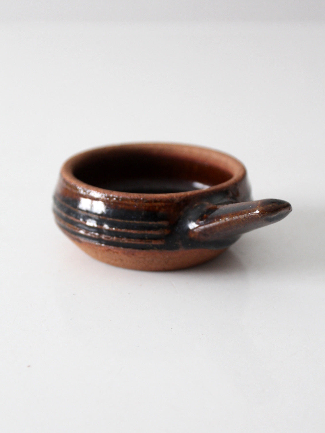 vintage handmade studio pottery handled bowl