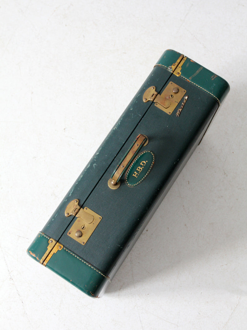 vintage green White Star luggage case