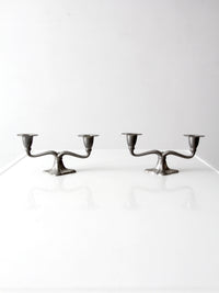 antique Art Nouveau double candlesticks pair