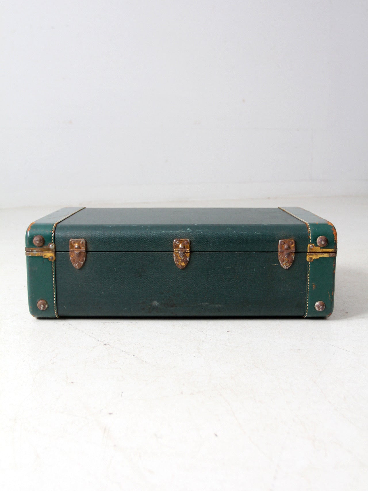 vintage green White Star luggage case