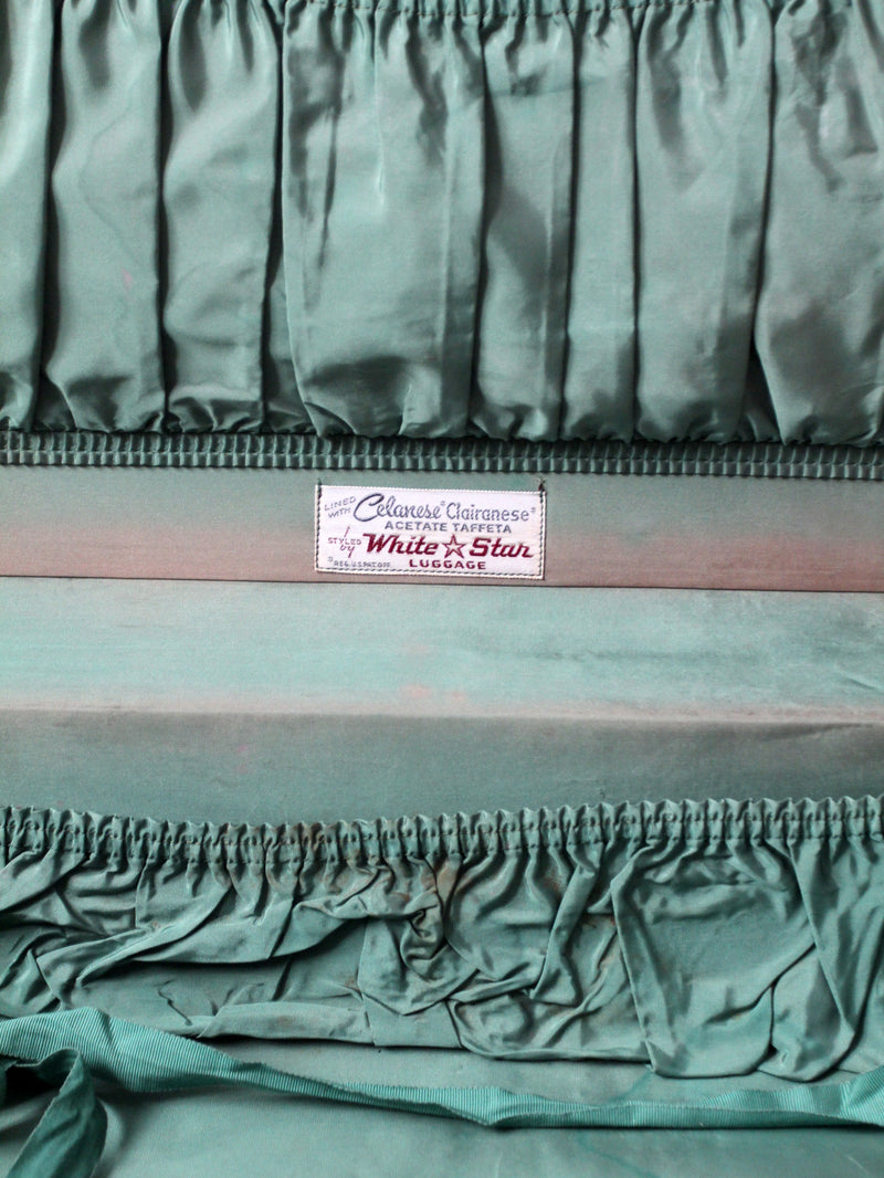 vintage green White Star luggage case