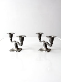antique Art Nouveau double candlesticks pair
