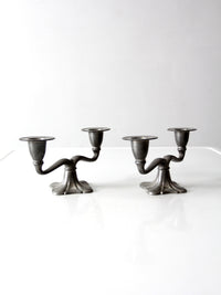 antique Art Nouveau double candlesticks pair