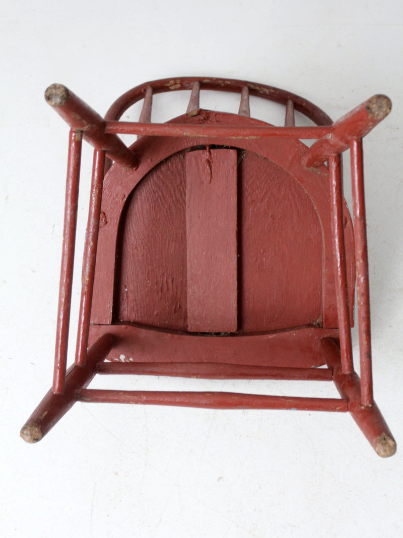 antique painted bow back spindle chair
