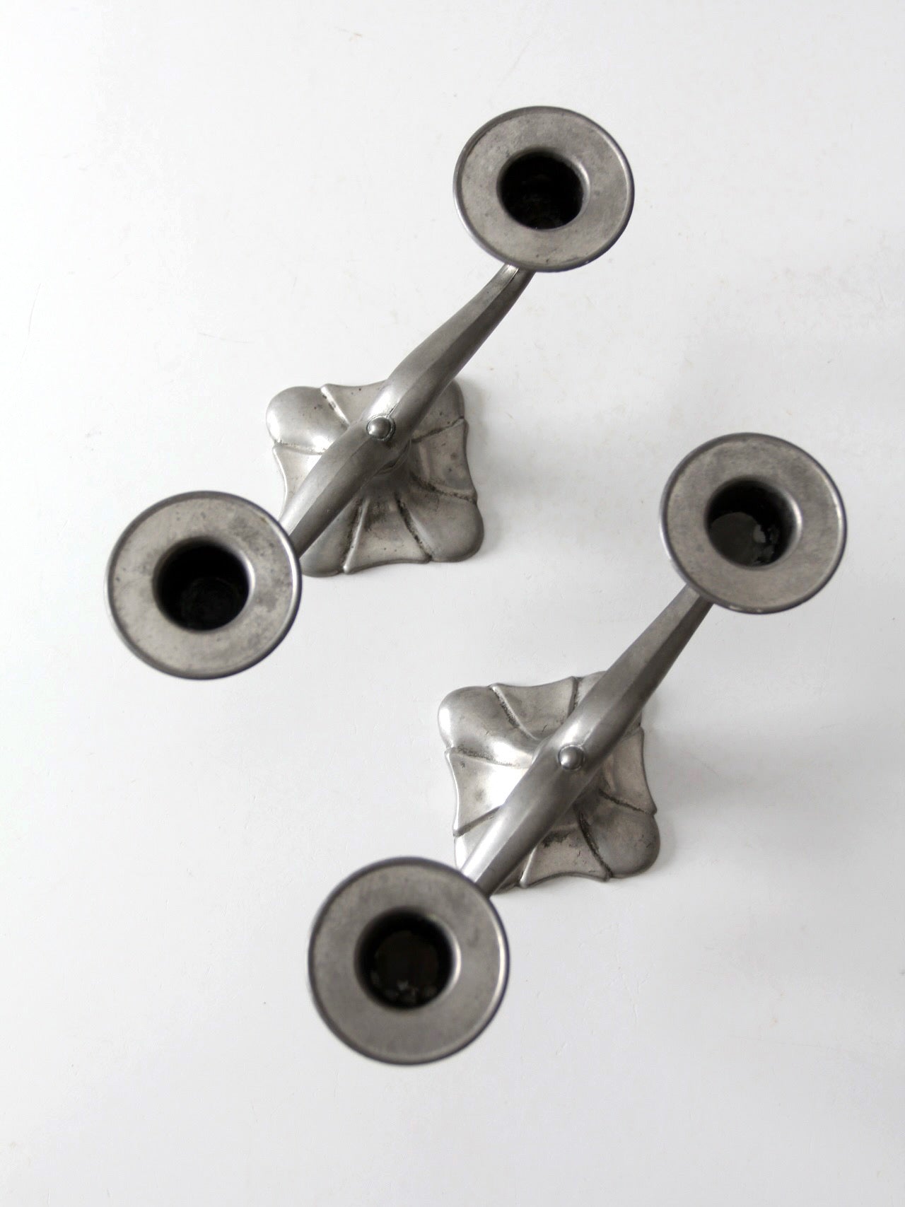 antique Art Nouveau double candlesticks pair