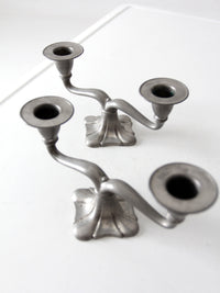 antique Art Nouveau double candlesticks pair
