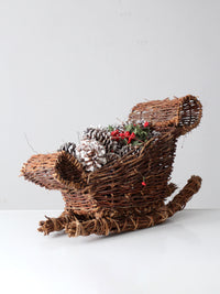 vintage wicker sleigh basket
