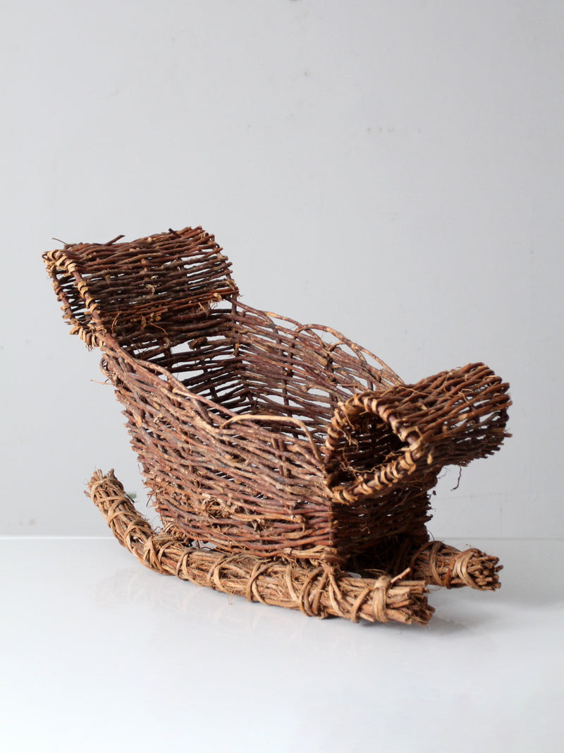 vintage wicker sleigh basket