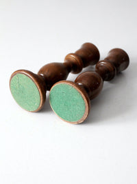 pair of vintage turned wood candlesticks