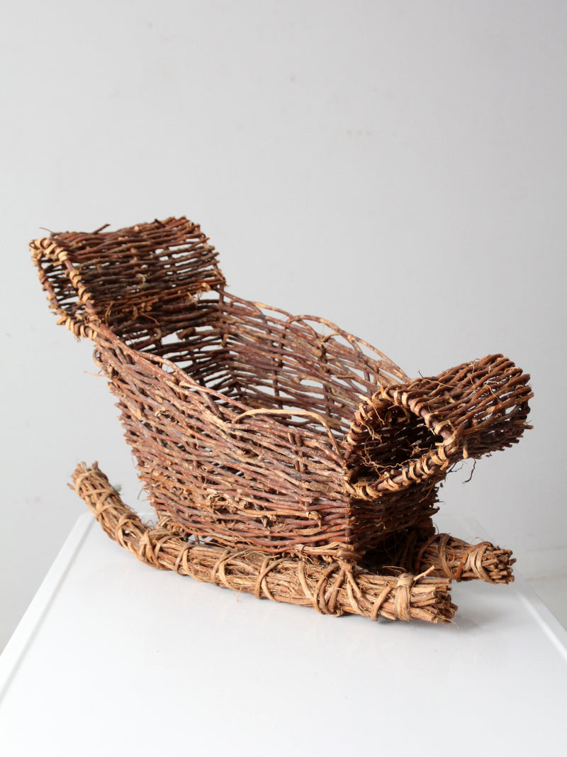 vintage wicker sleigh basket