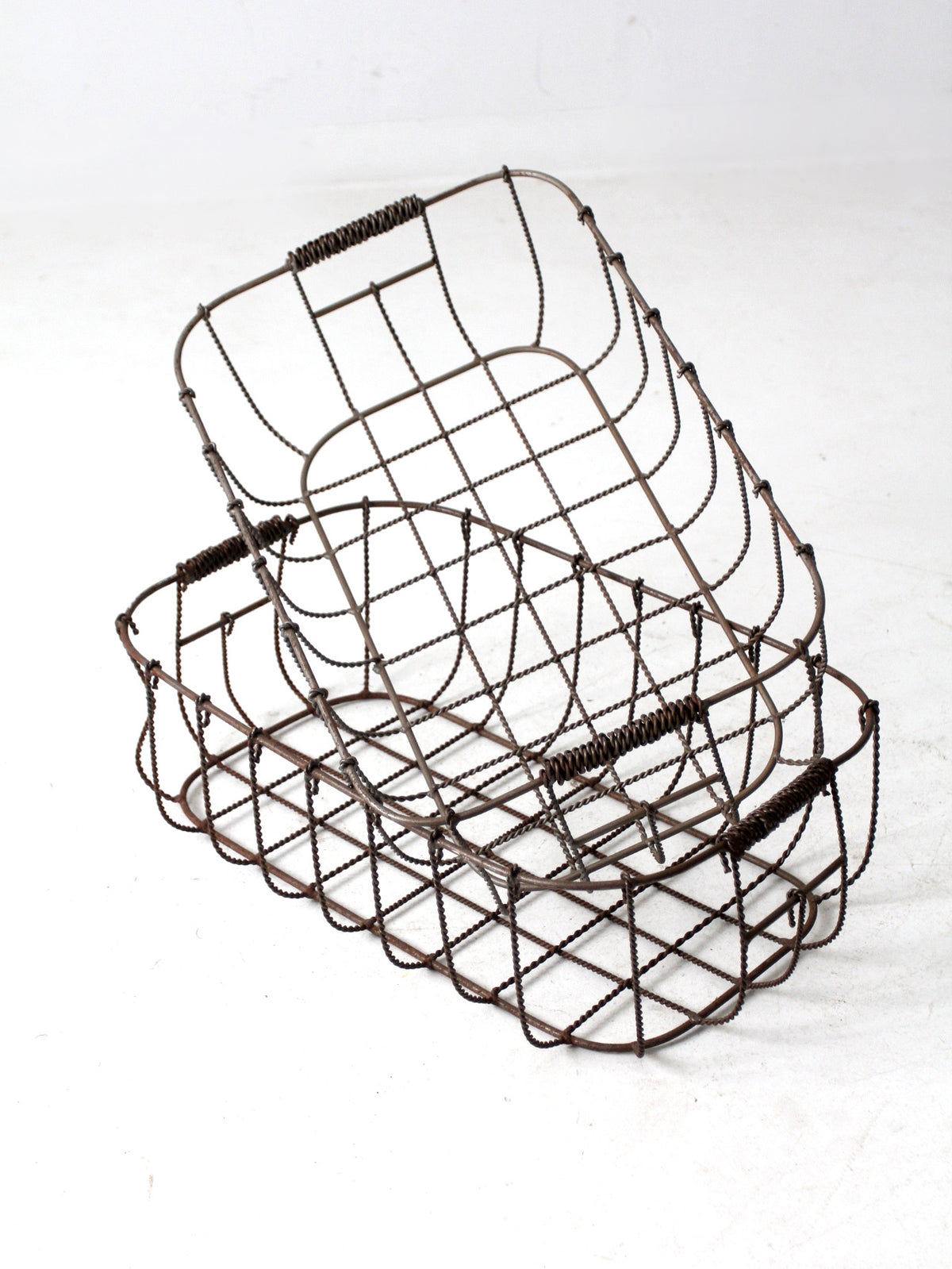 vintage wire baskets pair