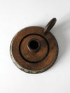 vintage hand-painted wood chamberstick candle holder