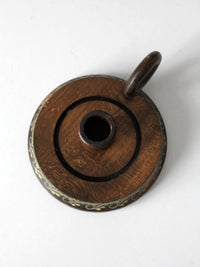 vintage hand-painted wood chamberstick candle holder