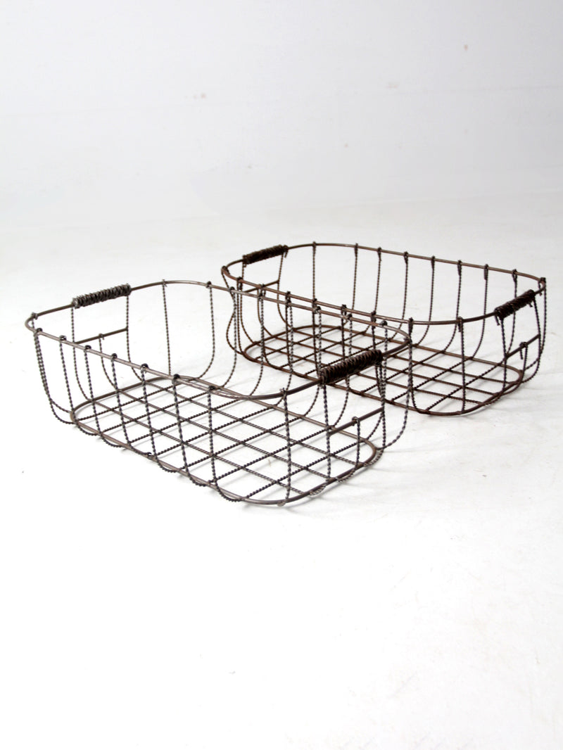 vintage wire baskets pair