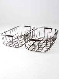 vintage wire baskets pair