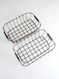 vintage wire baskets pair