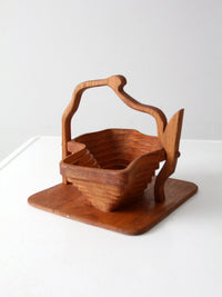 vintage collapsible wooden basket