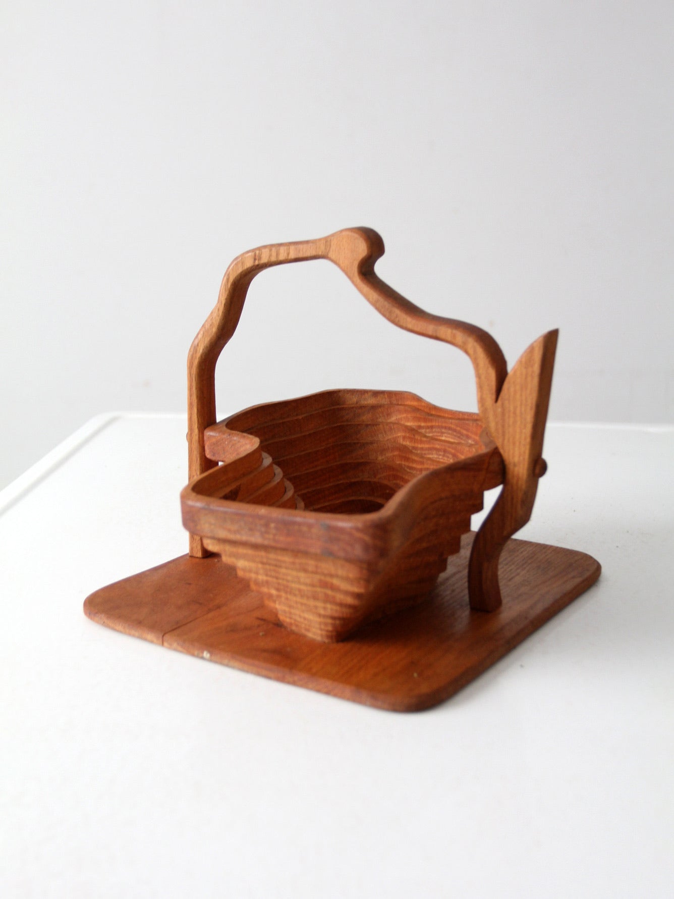 vintage collapsible wooden basket