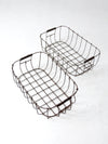 vintage wire baskets pair