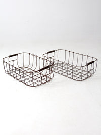 vintage wire baskets pair