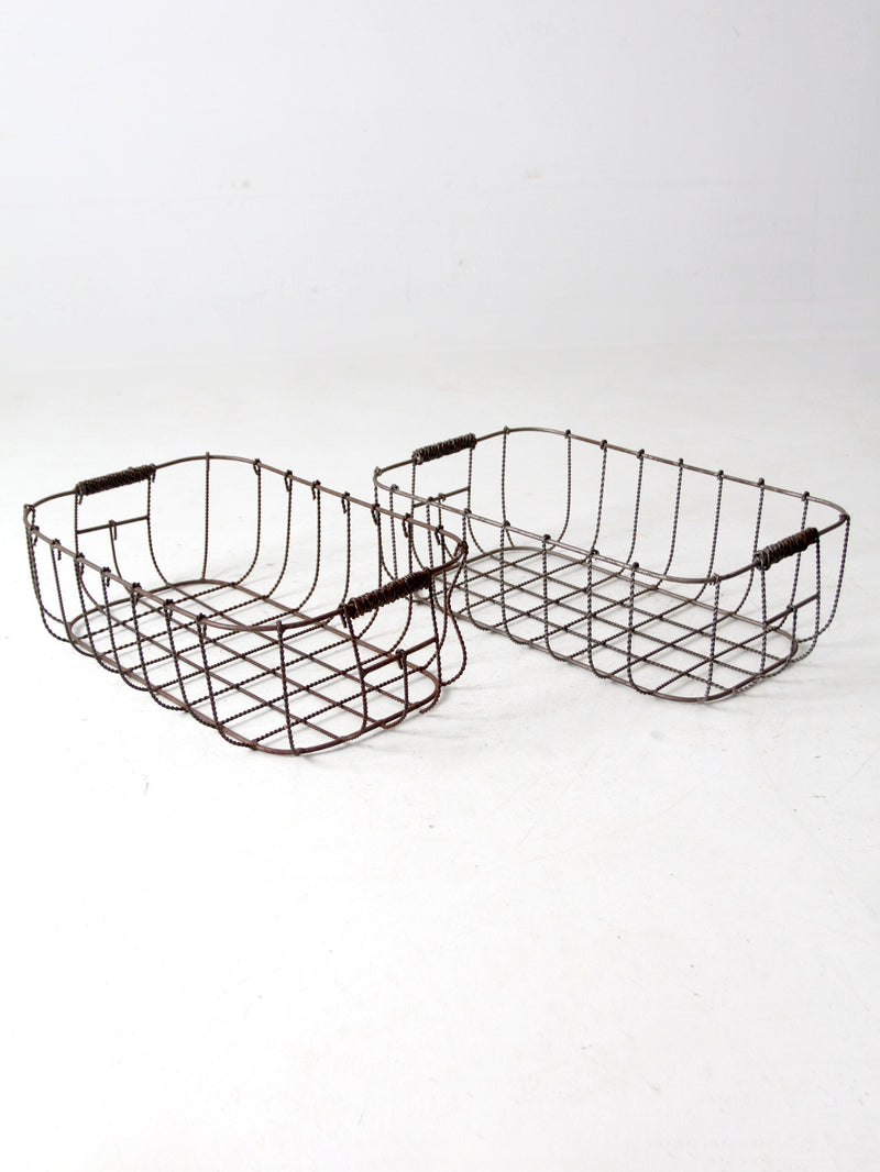 vintage wire baskets pair