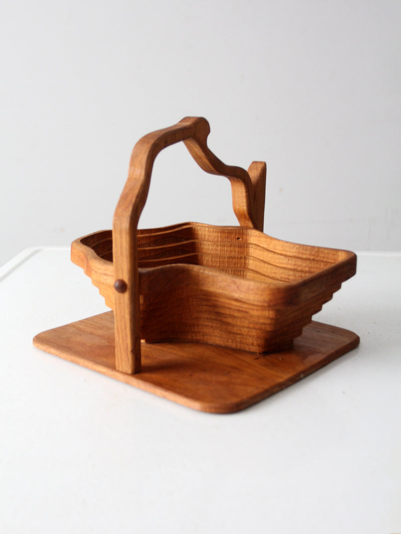 vintage collapsible wooden basket