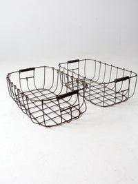 vintage wire baskets pair