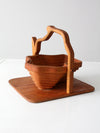 vintage collapsible wooden basket